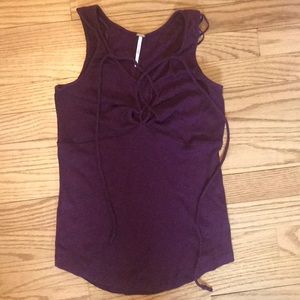 Free People Maroon Lace up Tank Top